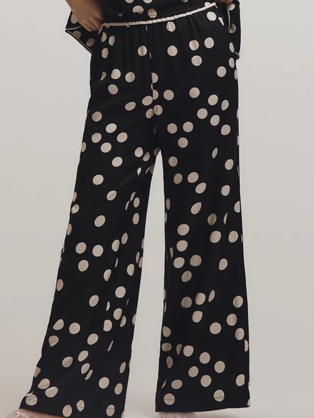 Anthropologie Brooklin Printed Wide-Leg Pants by Maeve in BLACK DOT size M NWT